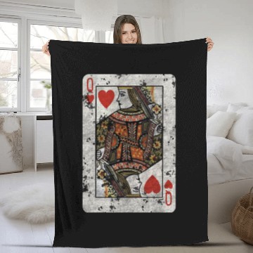 Discover Queen of Hearts playing card Fleece Blankets