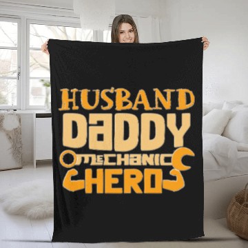 Discover Husband Daddy Mechanic Hero Graphic Fleece Blankets