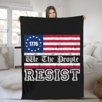 Discover 1776 Resist Trump Protest Anti Political US Fla Fleece Blankets