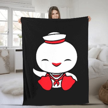 Discover Duck sailor sailor hat waving happily fisherman Fleece Blankets