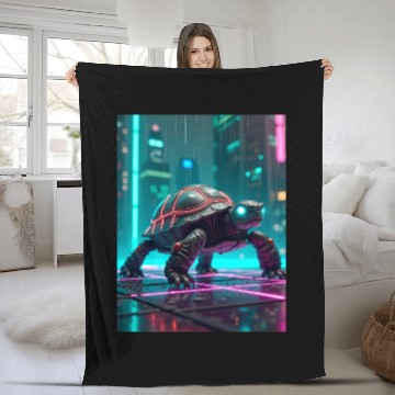 Discover Cyberpunk Turtle Fleece Blankets
