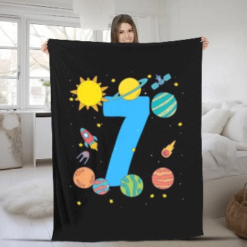 Discover Space Adventure Theme Number Seven Fleece Blankets