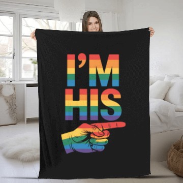 Discover I'm His Gay Couple Matching LGBTQ Pride Fleece Blankets