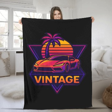 Discover Retro Drive – Neon Synthwave Speed Fleece Blankets
