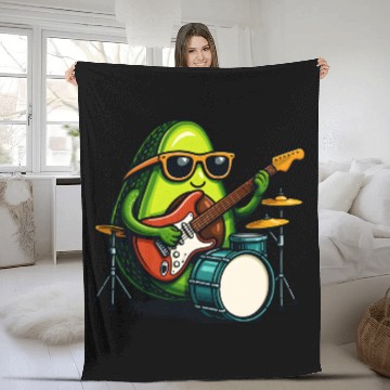 Discover Rockin Avocado Musician Funny Graphic Fleece Blankets