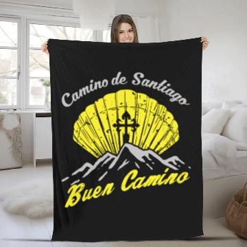Discover Way of St. James Buen Camino pilgrim shell Fleece Blankets
