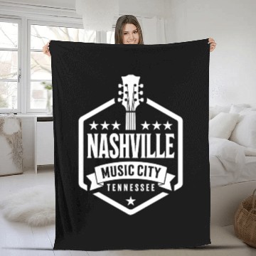 Discover Nashville Music City Guitar Tennessee Fleece Blankets