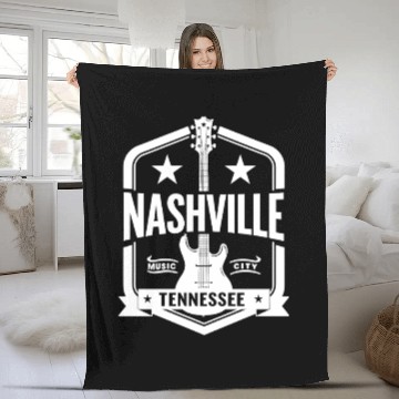 Discover Nashville Music City Guitar Tennessee Fleece Blankets