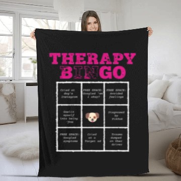 Discover Therapy Bingo Card Fleece Blankets Dark Humor Mental Healt