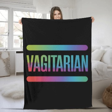 Discover Vagitarian Vegetarian Funny Lesbian LGBTQ Pride Fleece Blankets