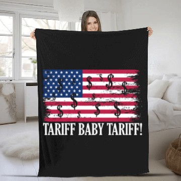 Discover Tariff Baby Tariff American Flag Trump Tariff Fleece Blankets