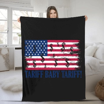 Discover Tariff Baby Tariff American Flag Trump Tariff Fleece Blankets