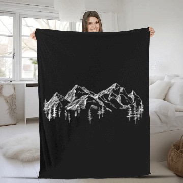 Discover mountain sketch forest Fleece Blankets