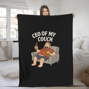 Discover CEO of My Couch – Funny Lazy Day Beer & Burger Fleece Blankets