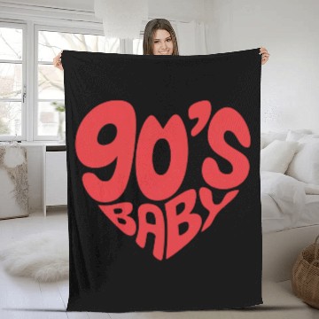 Discover 90’s Baby Retro Heart – Nostalgic 90s Kid Throwbac Fleece Blankets