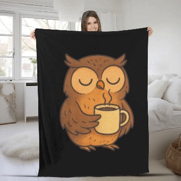 Discover "Coffee First, Hoot Later!" Fleece Blankets