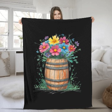 Discover "Rustic Blossom Barrel" Fleece Blankets