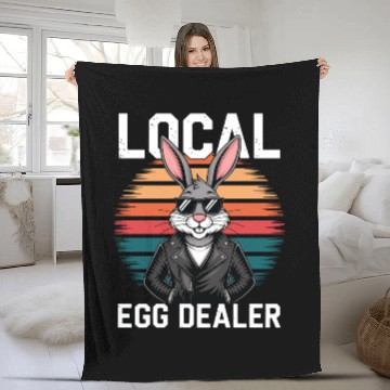 Discover Retro Local Egg Dealer Easter Bunny Easter Sunday Fleece Blankets