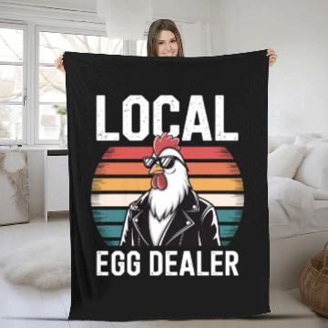 Discover Local Egg Dealer Easter Sunday Retro Chicken Farm Fleece Blankets