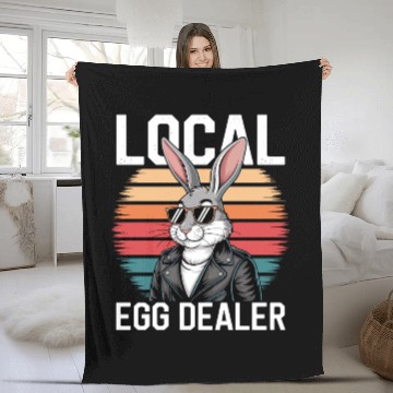 Discover Local Egg Dealer Easter Bunny Easter Sunday Fleece Blankets