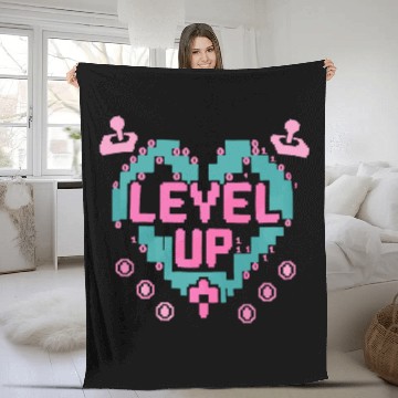 Discover Retro Gamer’s Code Pixel Heart Fleece Blankets - Level Up