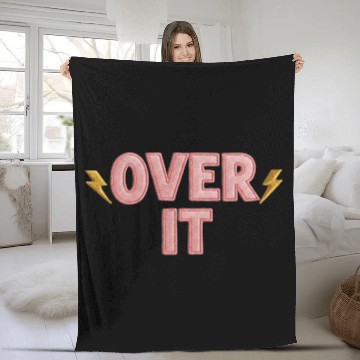 Discover Over It Embroidered Pastel Puff Lettering Fleece Blankets