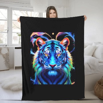 Discover Neon Jungle: Psychedelic Tiger Fleece Blankets