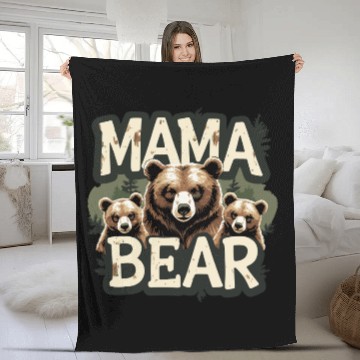 Discover Mama Bear & Cubs Rustic Fleece Blankets for Moms