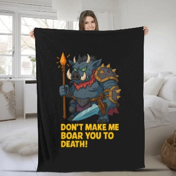 Discover Boar Warrior Cartoon Fleece Blankets