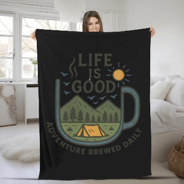 Discover Adventure Brewed Daily Fleece Blankets