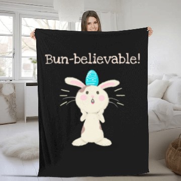 Discover Bun-believable Funny Surprised Bunny Easter Egg Fleece Blankets