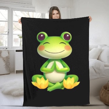 Discover Zen Frog – Peaceful Meditation Frog Design Fleece Blankets
