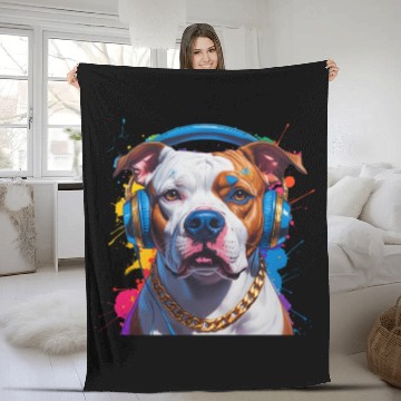 Discover Hip-Hop Pit Bull – Urban Style Pop Art Portrait Fleece Blankets