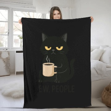 Discover Grumpy Black Cat Coffee Lover – "EW, PEOPLE" Fleece Blankets