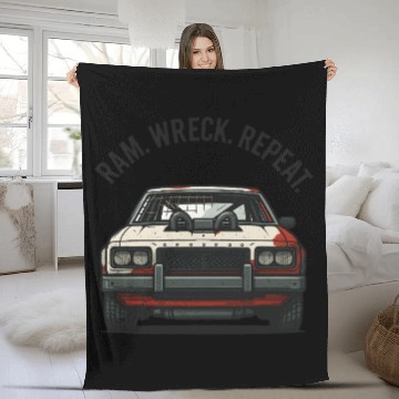 Discover Ram Wreck Repeat Demolition Derby Design Race Car Fleece Blankets