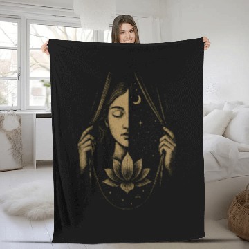 Discover Between Worlds Cosmic Lotus Art Fleece Blankets