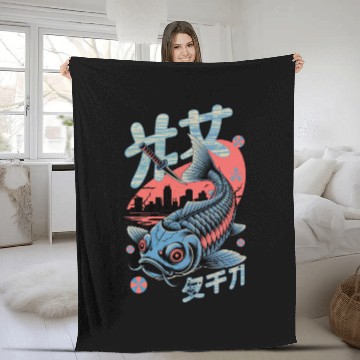 Discover Cyber Koi – Urban Samurai Style Fleece Blankets