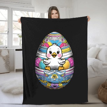 Discover The Cute Easter egg Chick Fleece Blankets