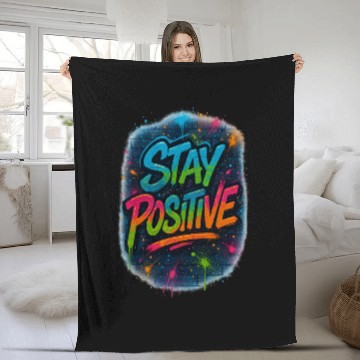 Discover Graffiti Style Stay Positive Urban Art Fleece Blankets