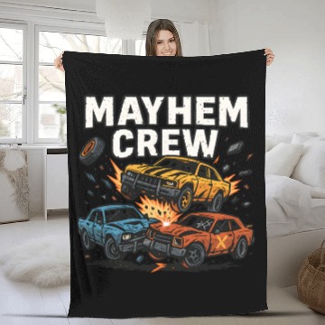 Discover Mayhem crew derby Fleece Blankets crash race design wreckfest