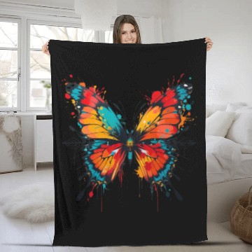 Discover Vibrant Tribal Butterfly Explosion Fleece Blankets