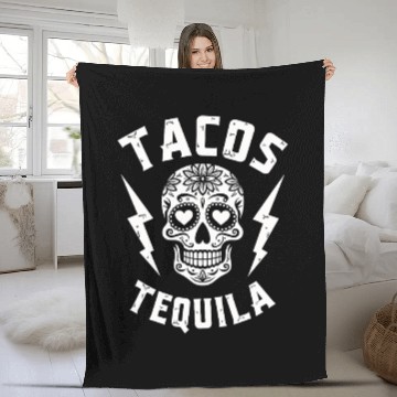 Discover Tacos Tequila & Skull Vibes Fleece Blankets