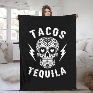 Discover Tacos Tequila & Skull Vibes Fleece Blankets