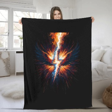 Discover Electric Phoenix Lightning in Bloom Fleece Blankets