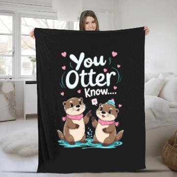 Discover Otter pun animal lover funny quotes sayings Fleece Blankets