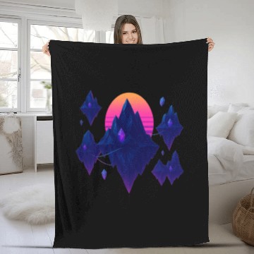 Discover Crystal Skies – Neon Floating Islands Fleece Blankets