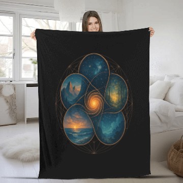 Discover Sacred Elements - Cosmic Nature Mandala Fleece Blankets