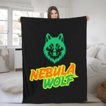 Discover Nebula Wolf – Vibrant Rasta Gradient Wolf Graphic Fleece Blankets