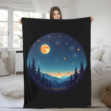 Discover Starry Night Mountain Fleece Blankets