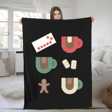 Discover Cute Retro Hot Cocoa Christmas Mug Design Fleece Blankets